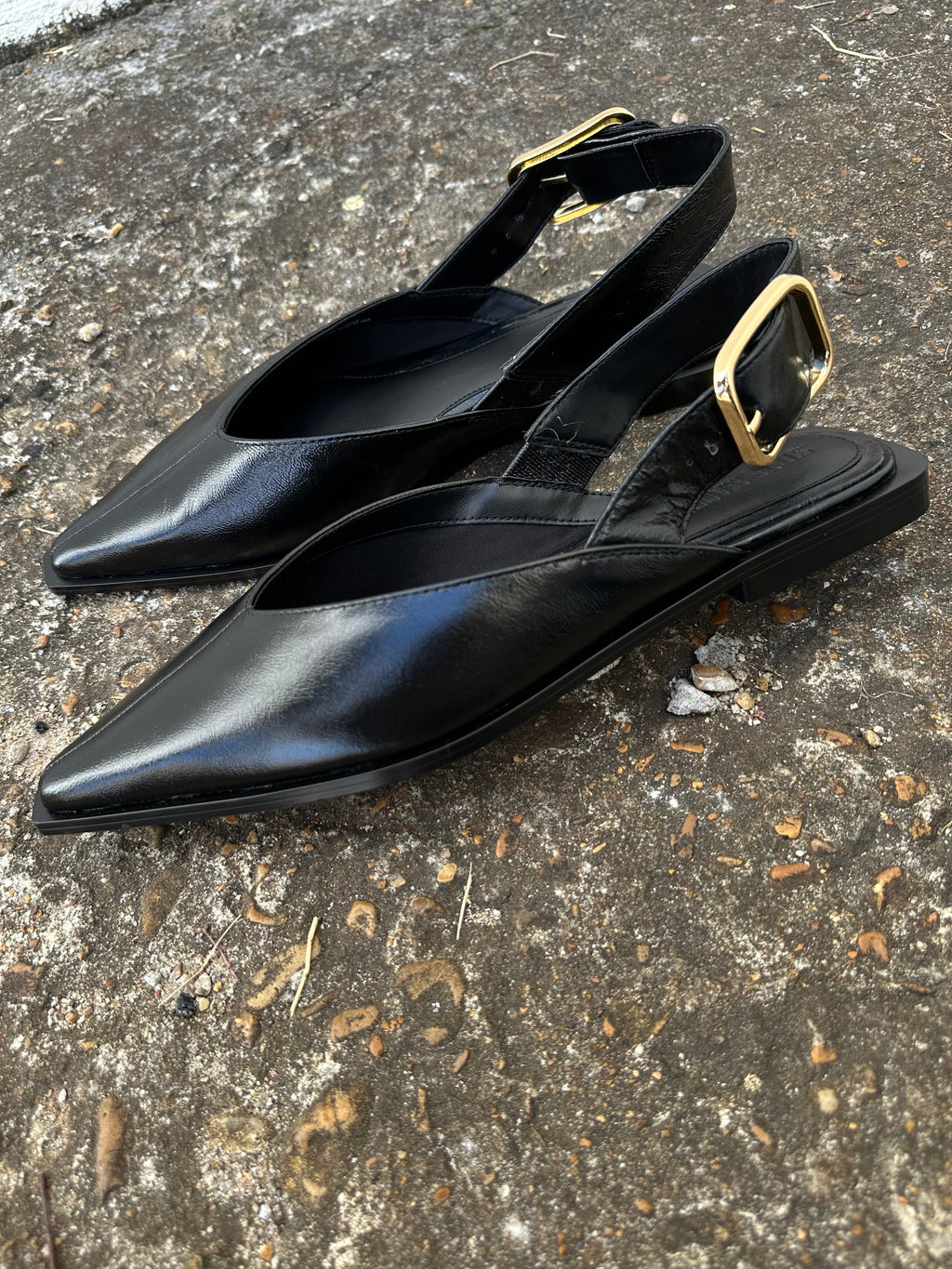 steve madden shay black leather sling back ballet flat