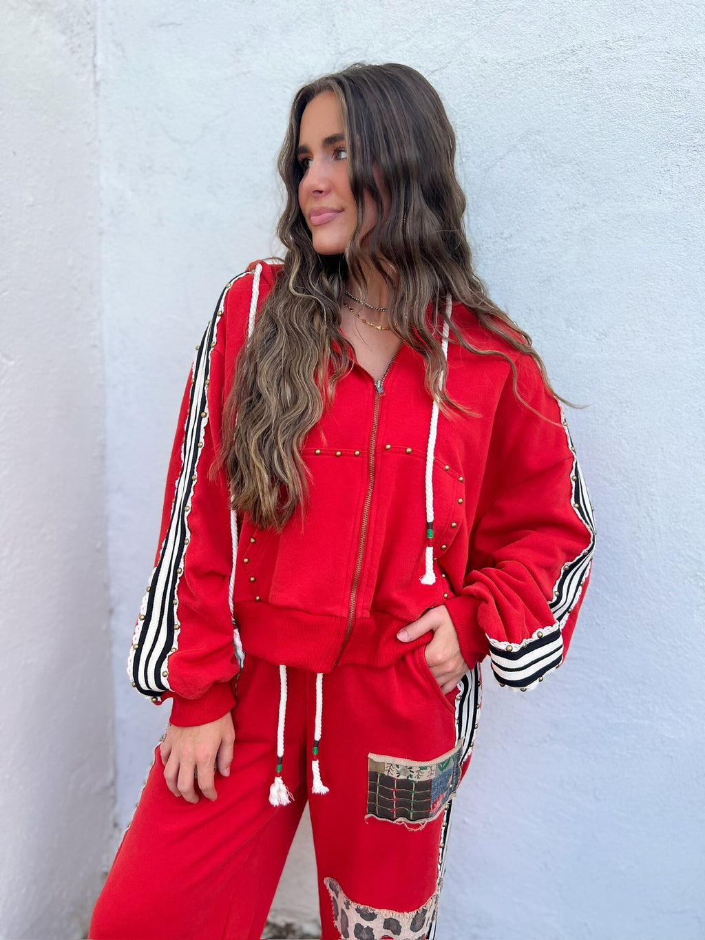roxy red zip up hoodie