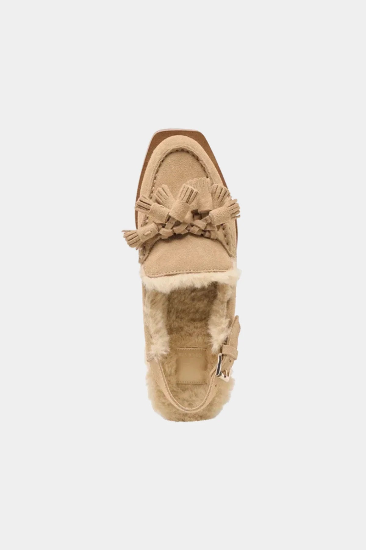 dolce vita hamlit slingback mule in dark taupe plush