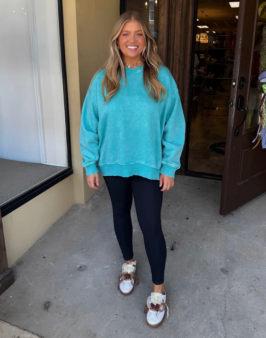 here for it sweatshirt in sky blue