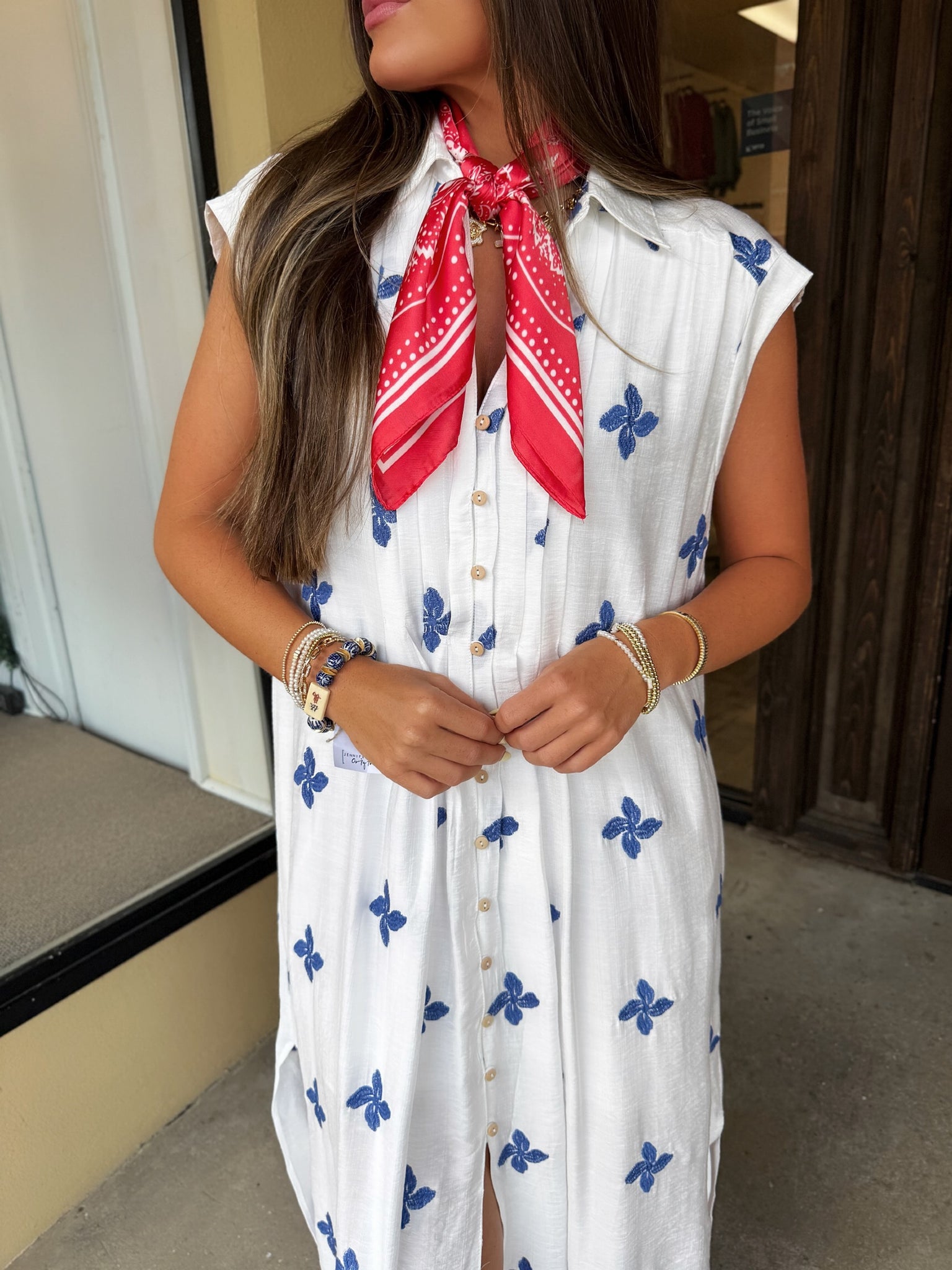 lettie midi dress in ivory/royal