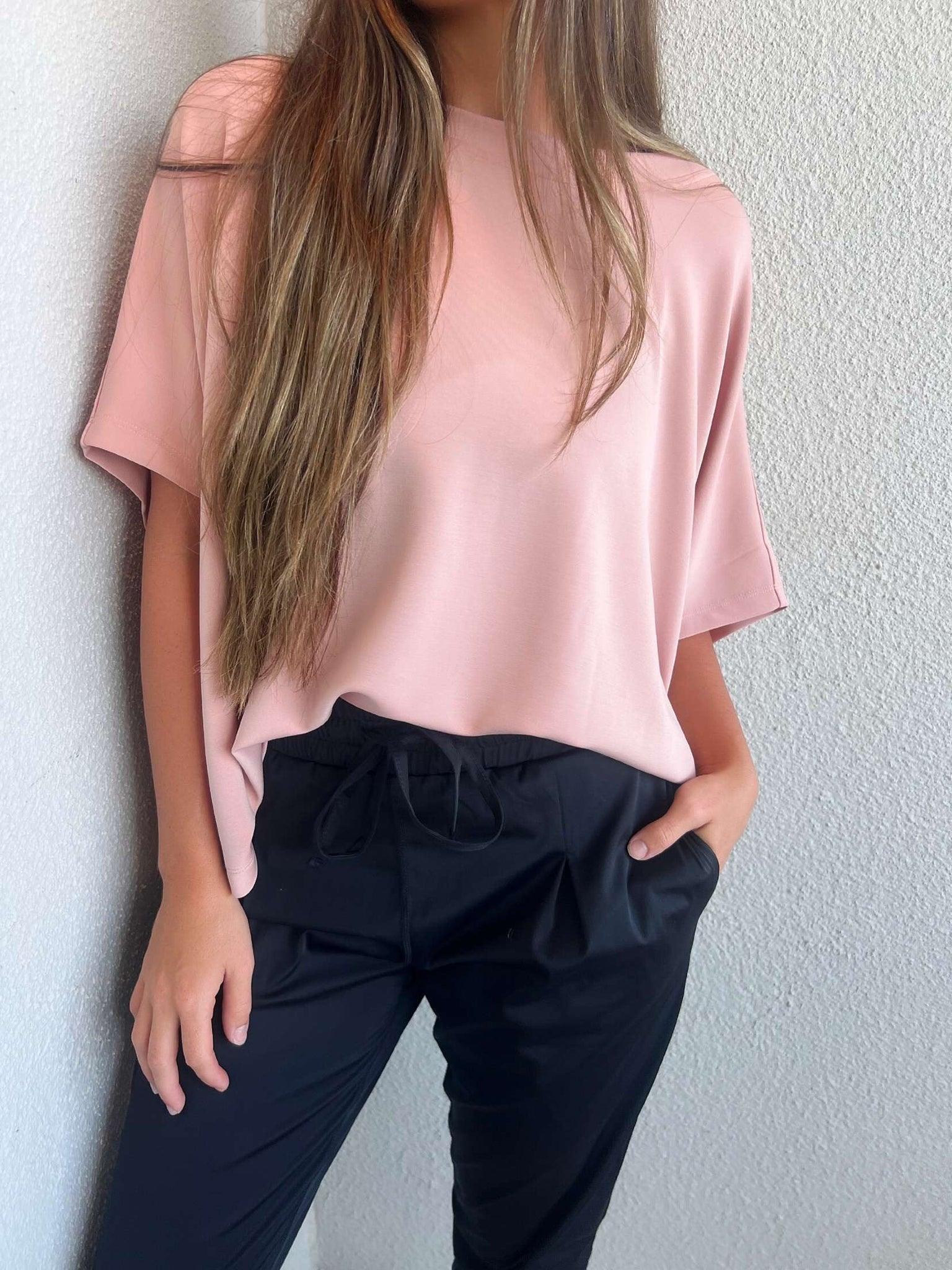 laguna boatneck top in misty rose
