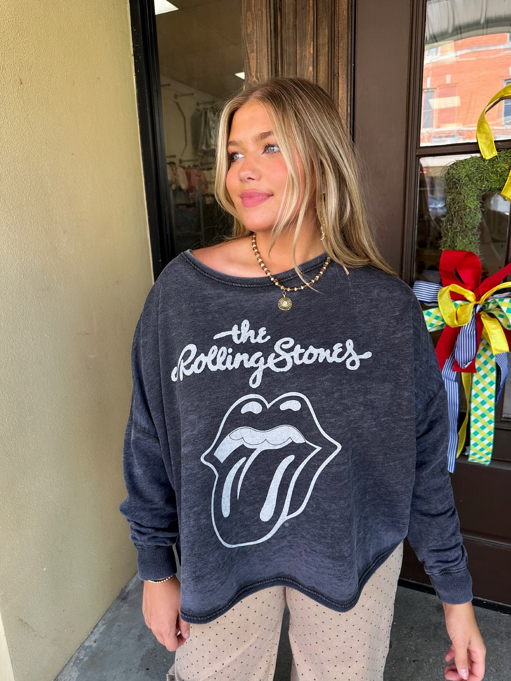 recycled karma rolling stones burn out sweatshirt