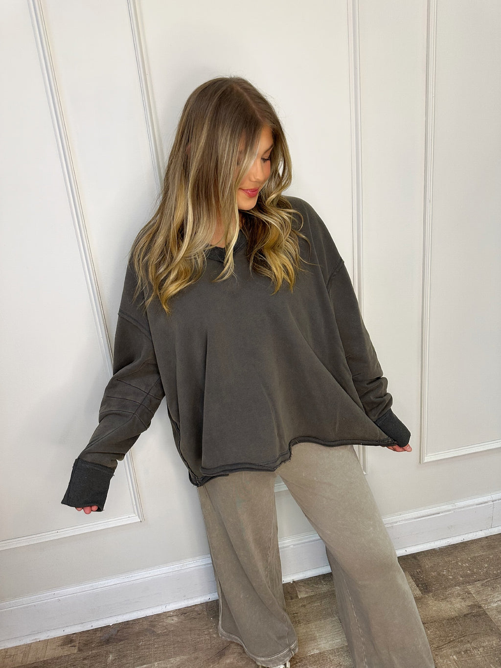 baylee oversized pullover in ash