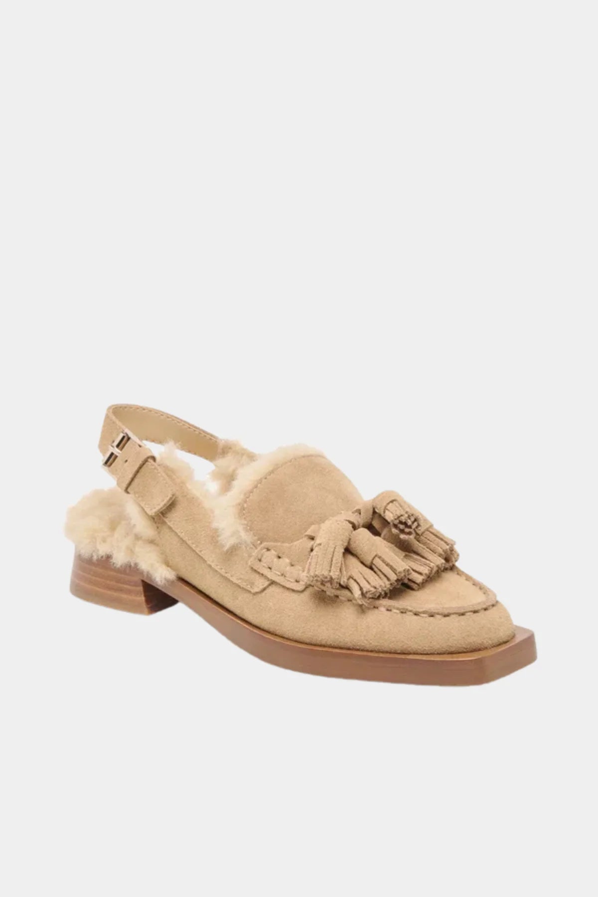 dolce vita hamlit slingback mule in dark taupe plush