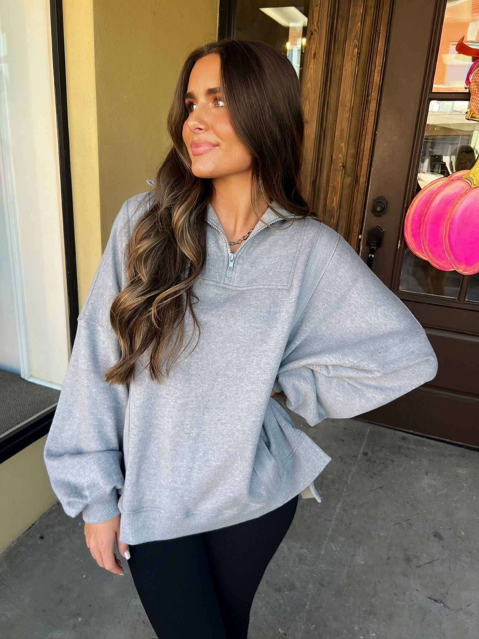 rhodes quarter zip in grey
