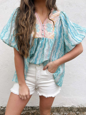 risen tummy control denim shorts in cream