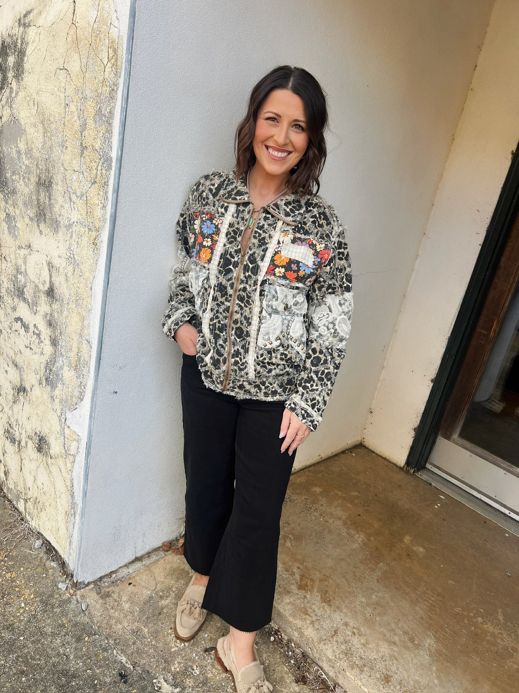 blake twill jacket in sand leopard