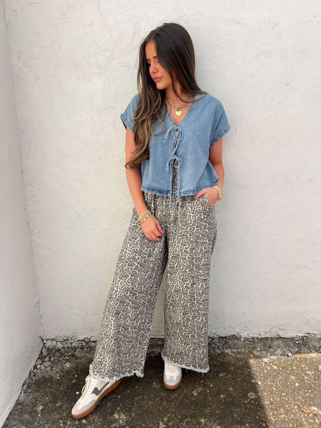drexley leopard drawstring pant