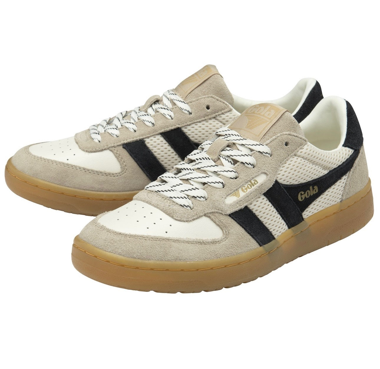 Gola hawk 83 trainer in off white/bone/black/gum