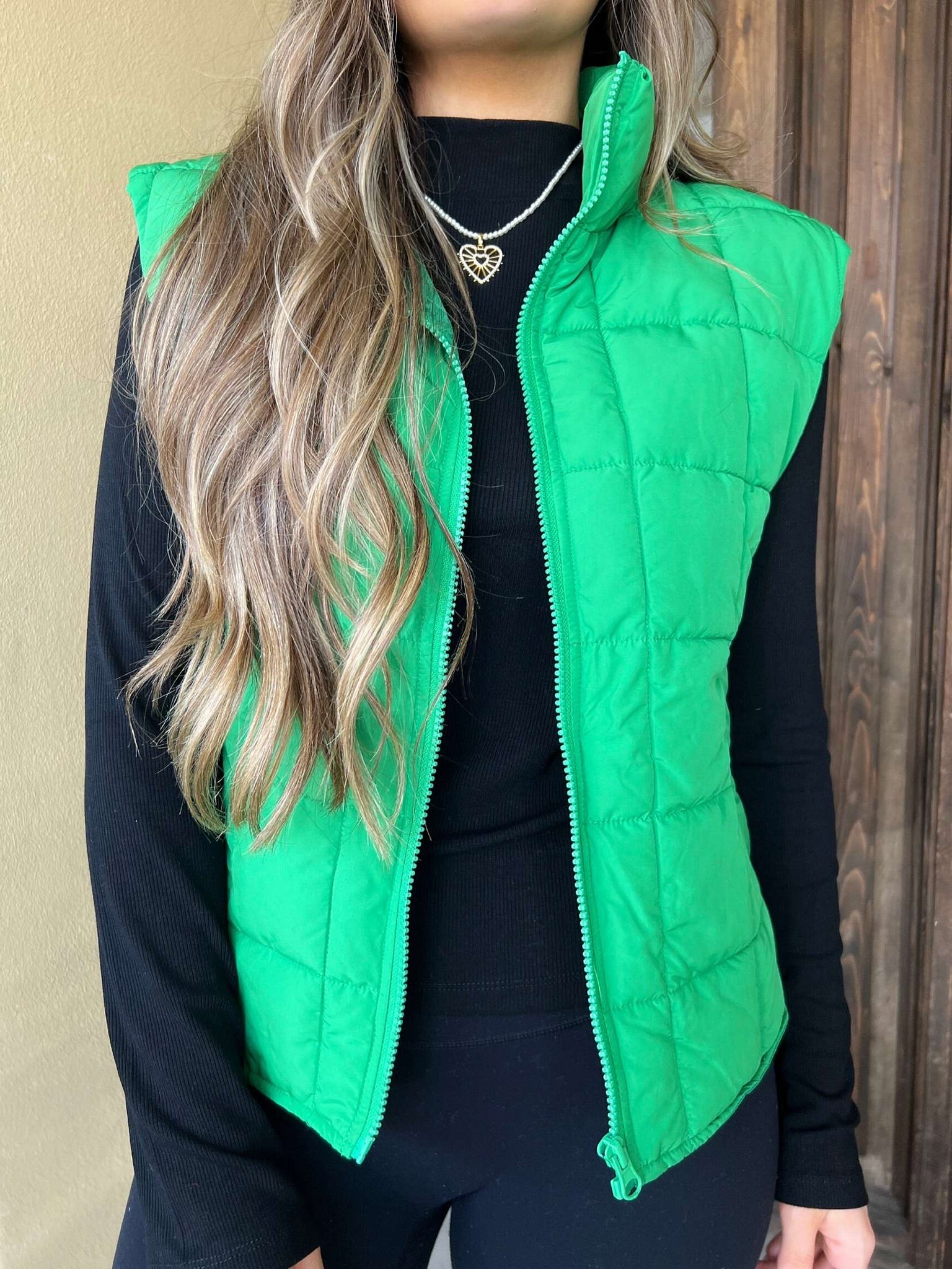 parker quilted vest - green