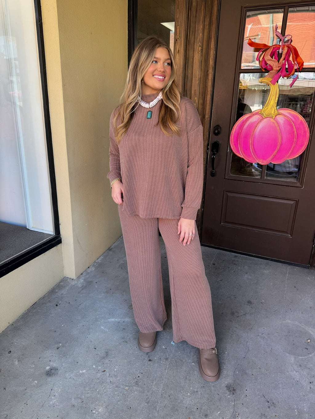 ribbed + ready mock neck set