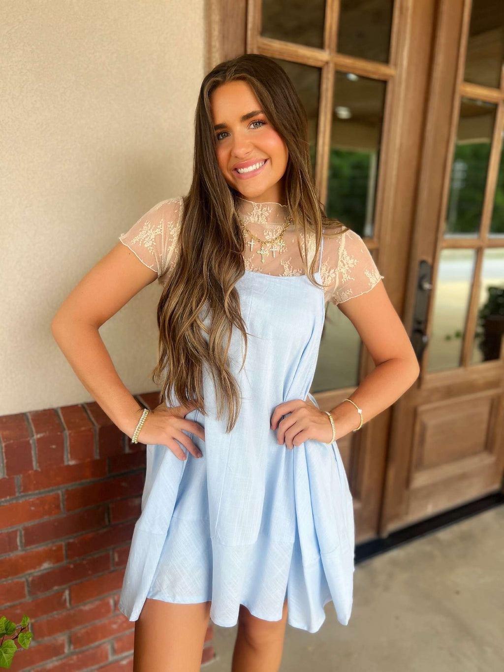 aspen lace top- nude