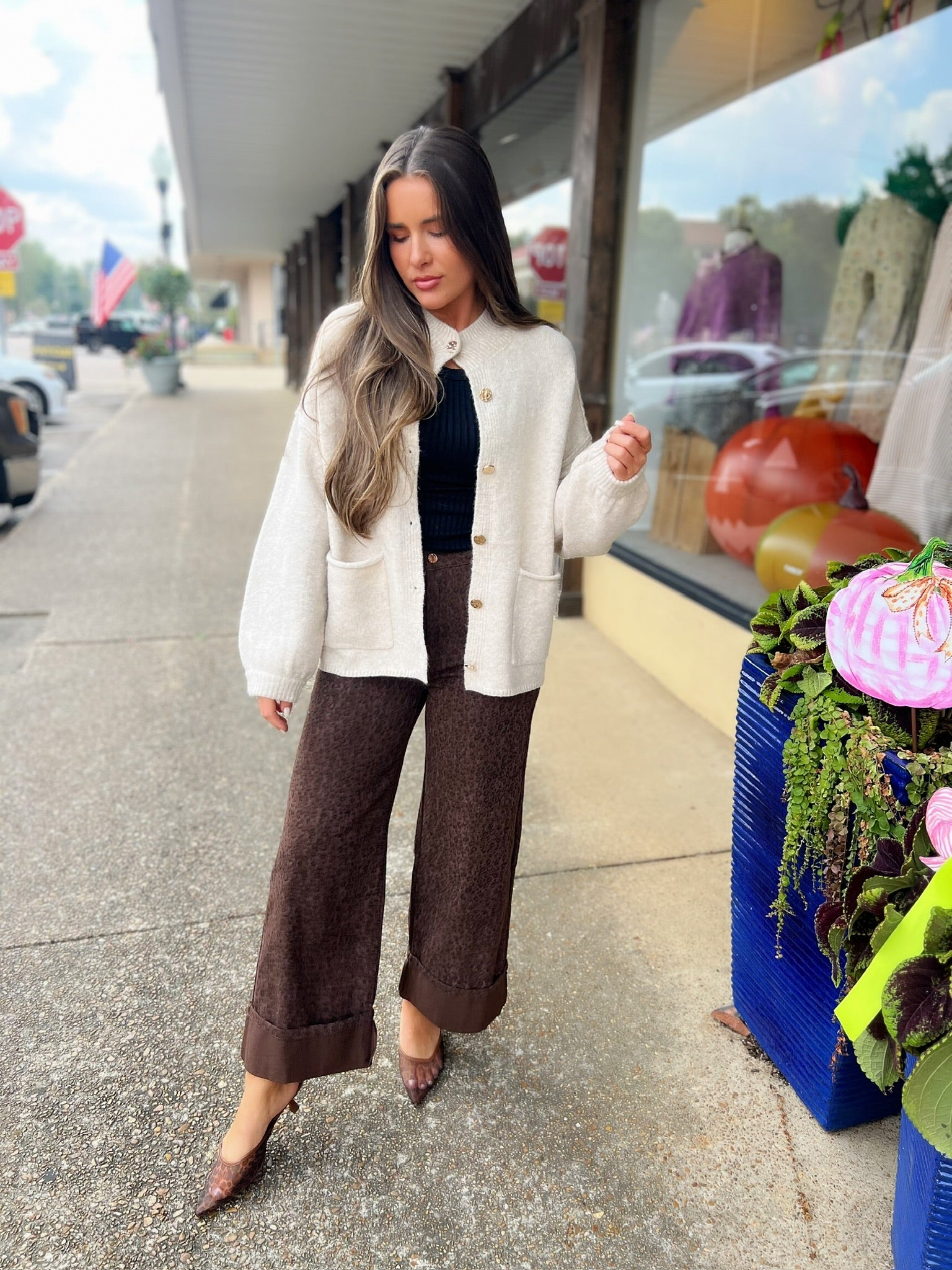 harlow cuffed cheetah pant