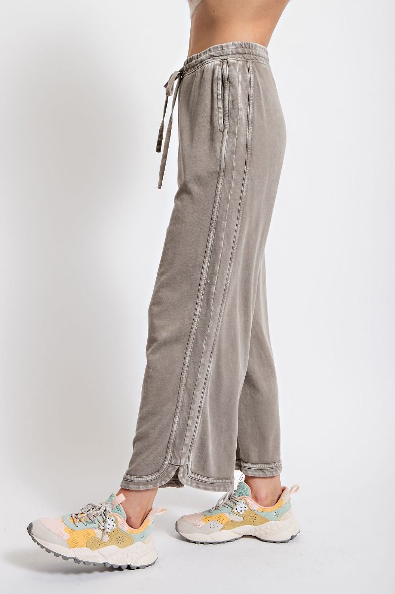 terry wide leg pant in light mocha