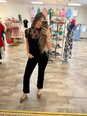 aspen lace top - black