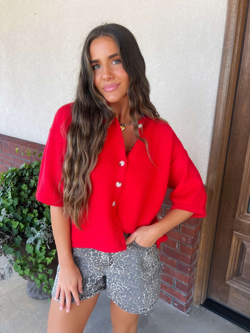 cherry red sweater