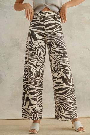 zebra wide leg jean