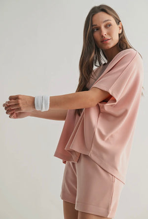 laguna boatneck top in misty rose