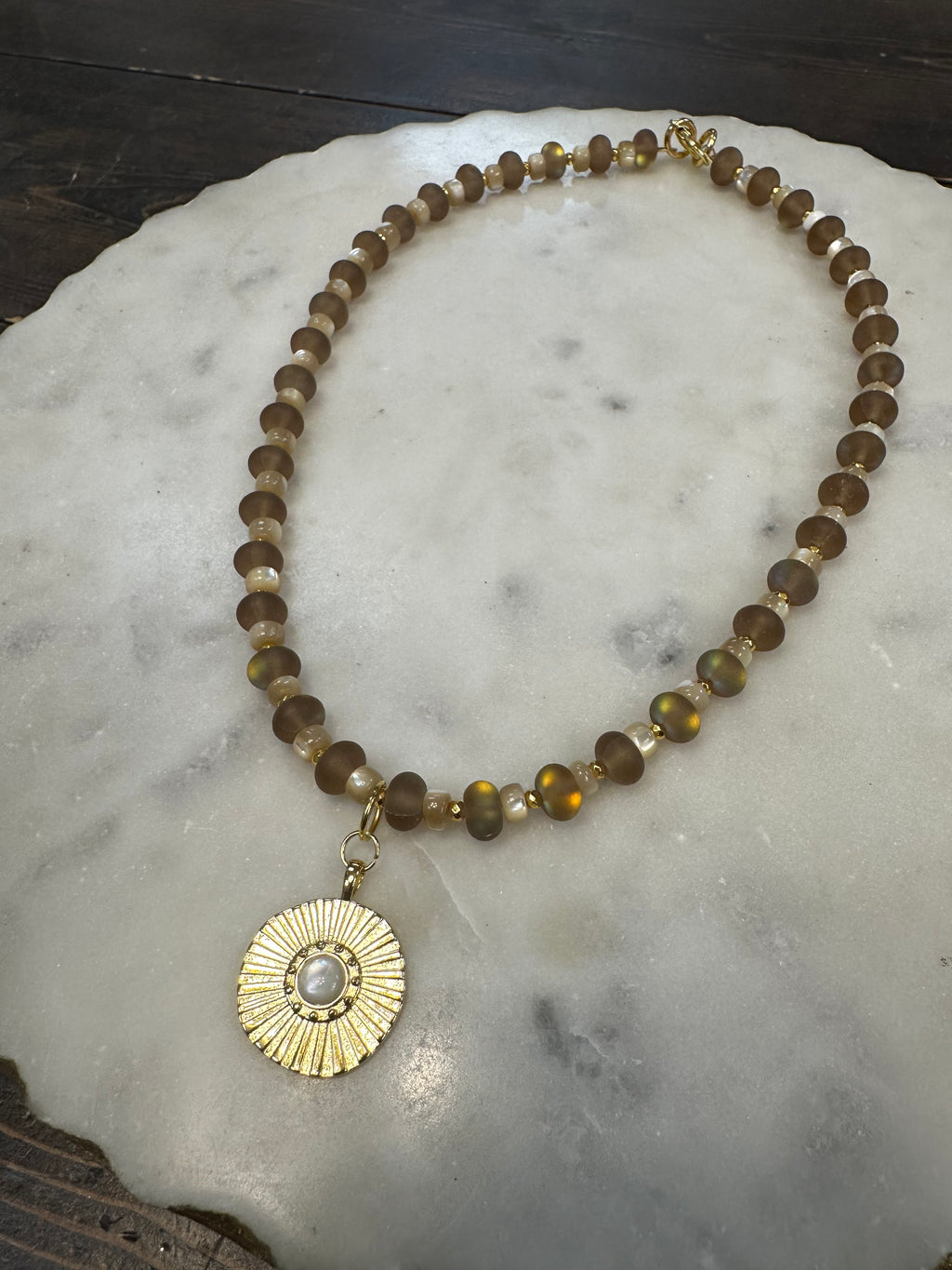 perfectly neutral beaded necklace