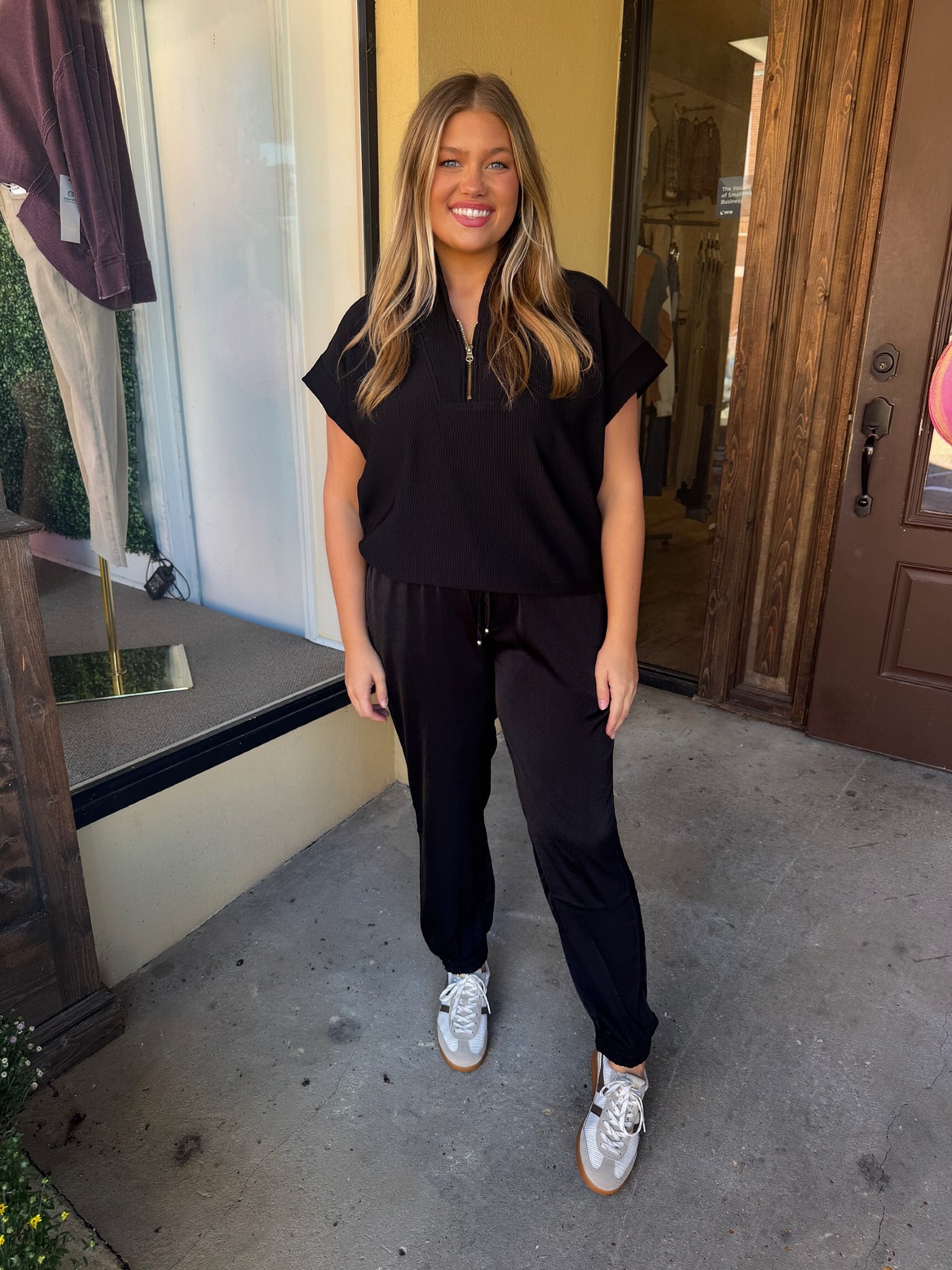 sadie quarter zip in black