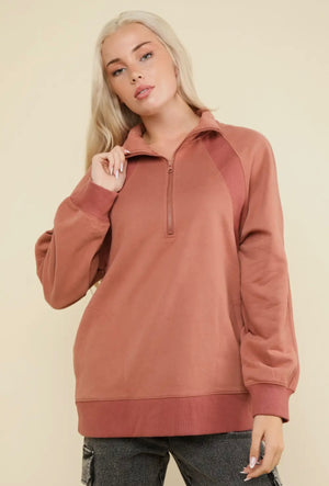 canyon quarter zip - red bean