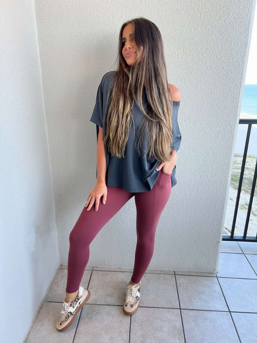 laguna boatneck top in ash grey