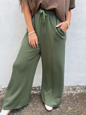 ultimate comfy green wide leg pants