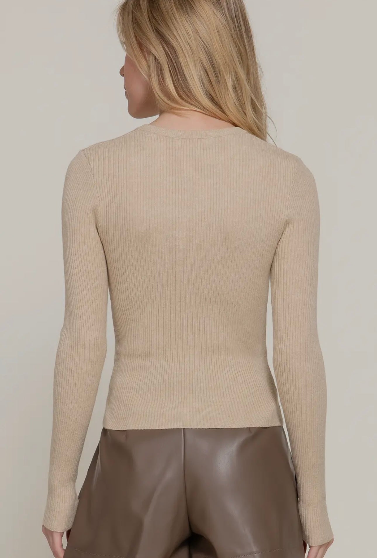 rem layering sweater in oatmeal