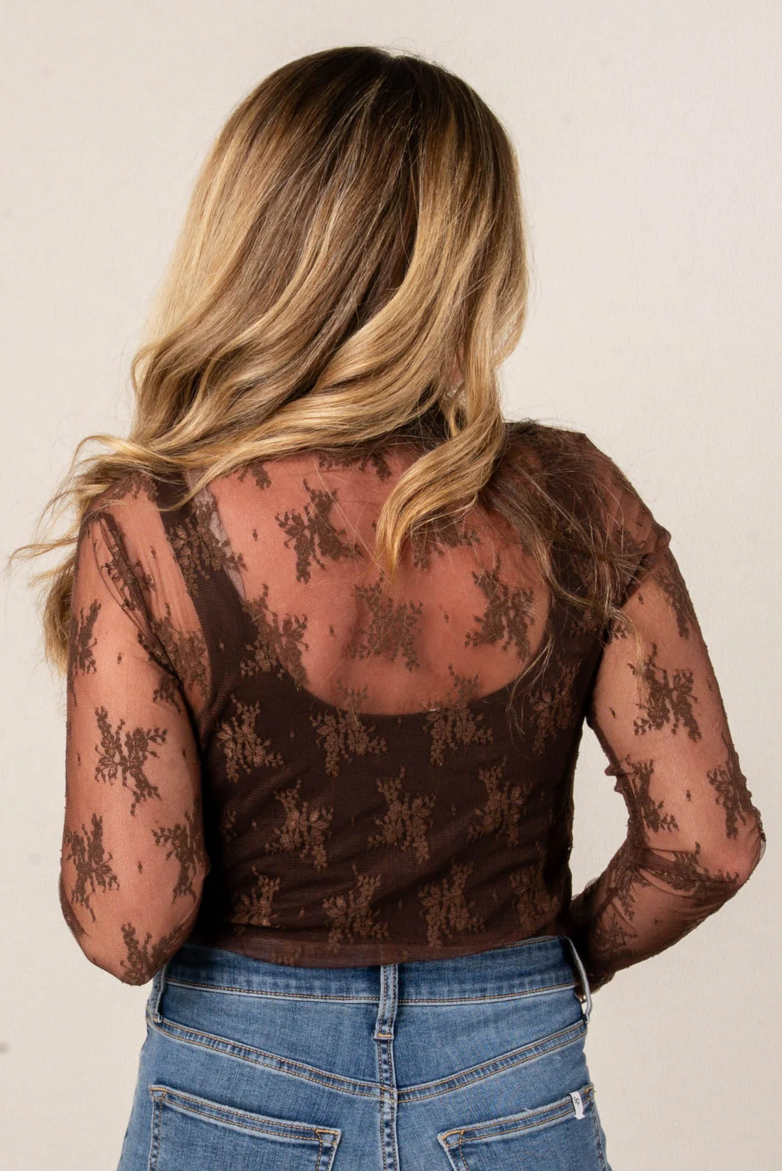 brown lace layering top