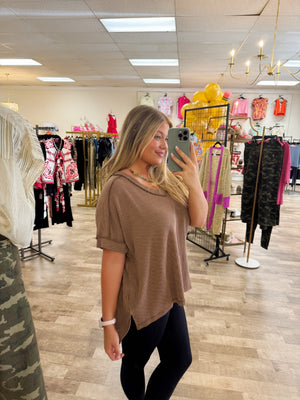 ribbed & ready top - chocolate