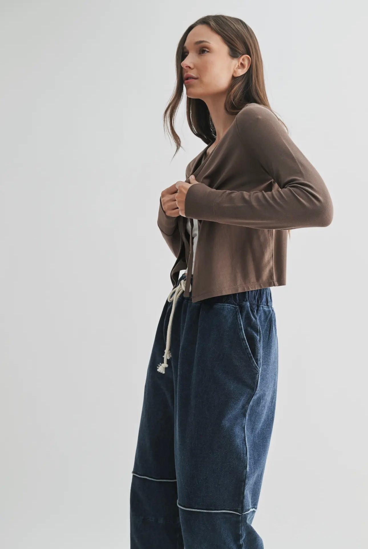 charming ballet tie front sweater