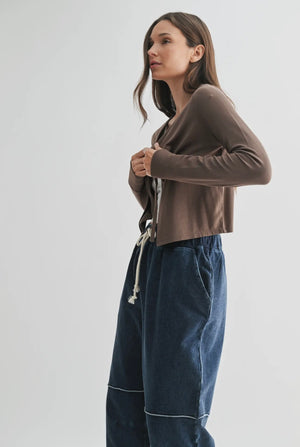 charming ballet tie front sweater