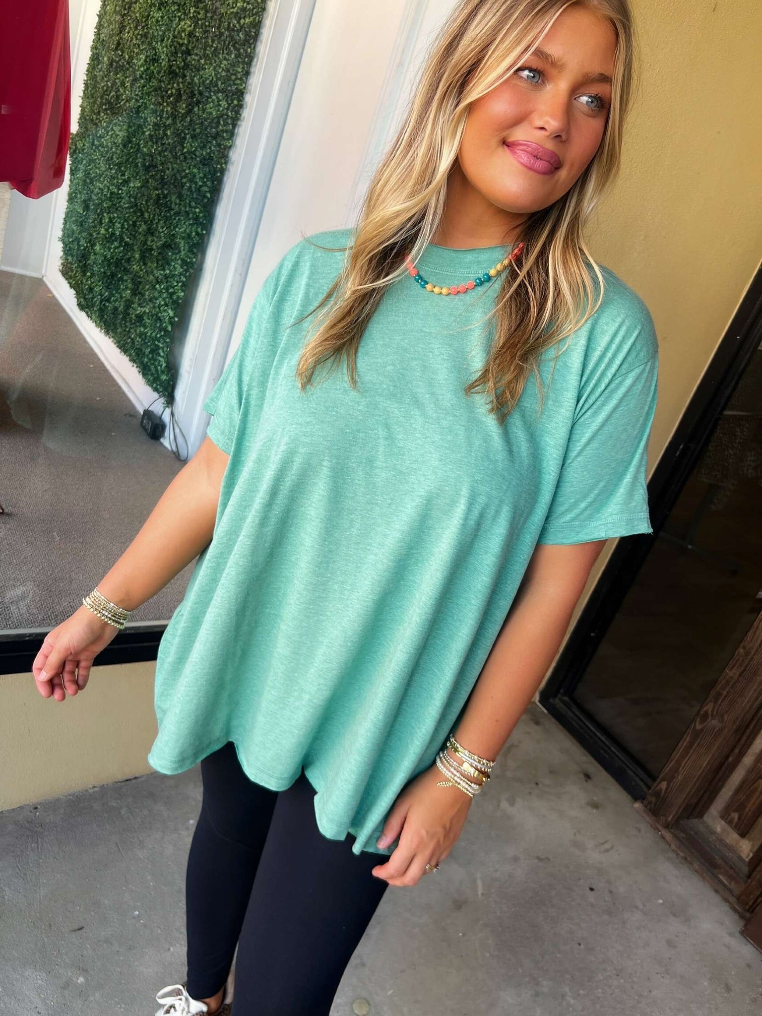 madison oversized tee - heathered green