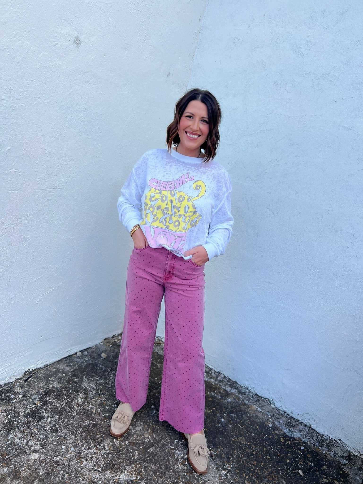 recycled karma pink floyd cheetah burn out sweatshirt