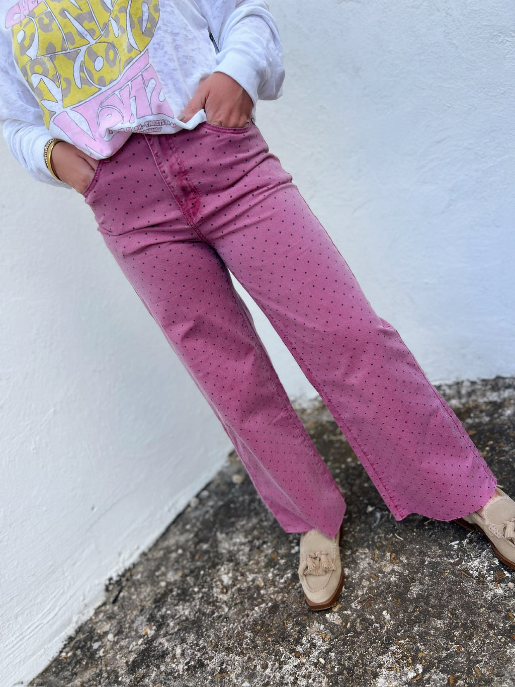 dylan polka dot jean in mulberry