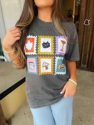 halloween stamps graphic tee