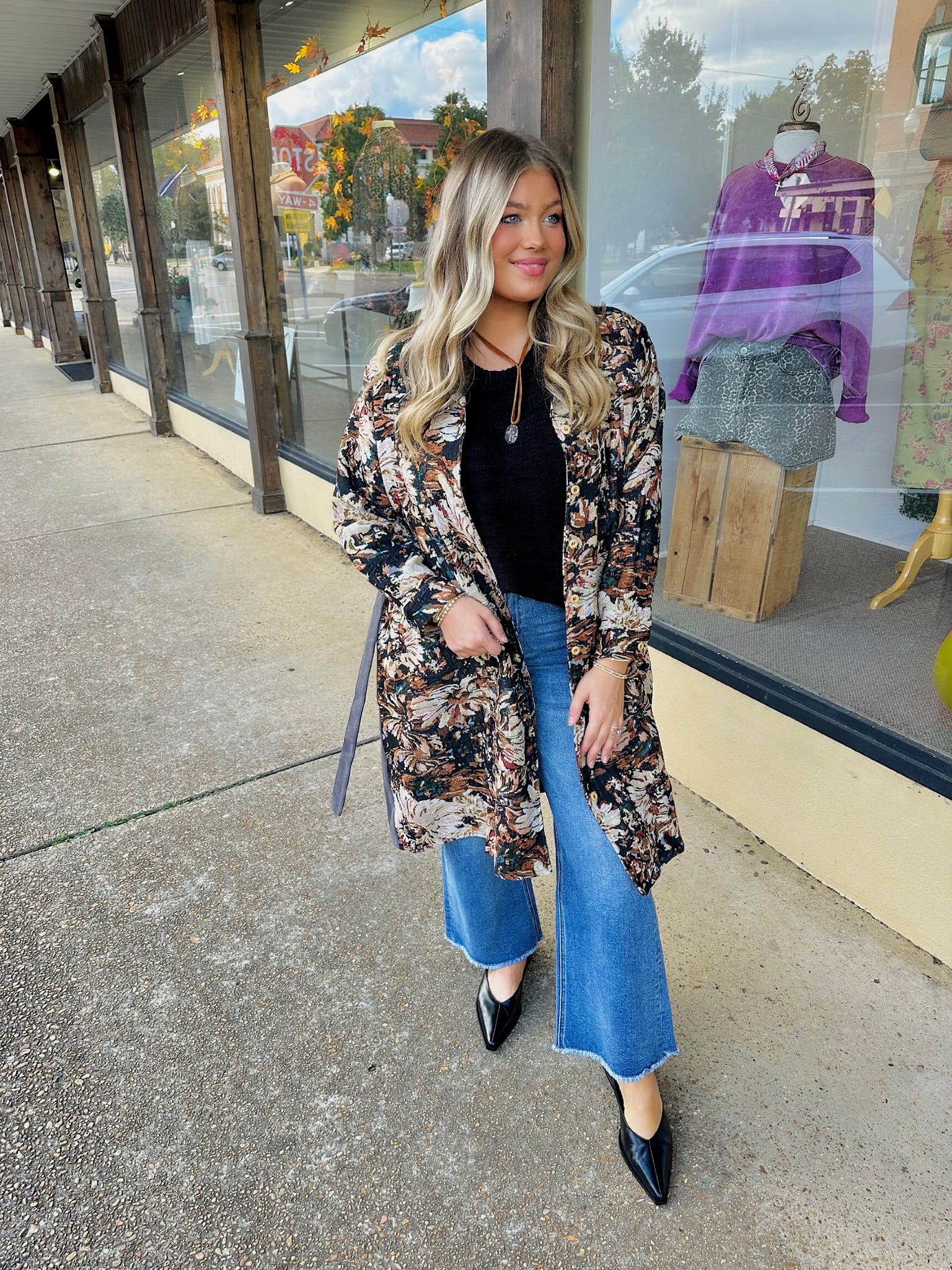 miller floral button down coat