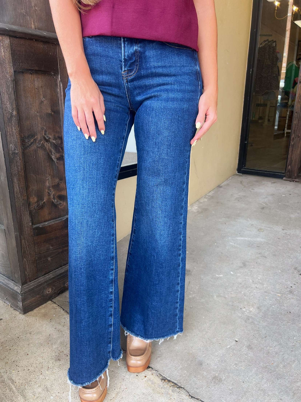 risen neely tummy control wide jean