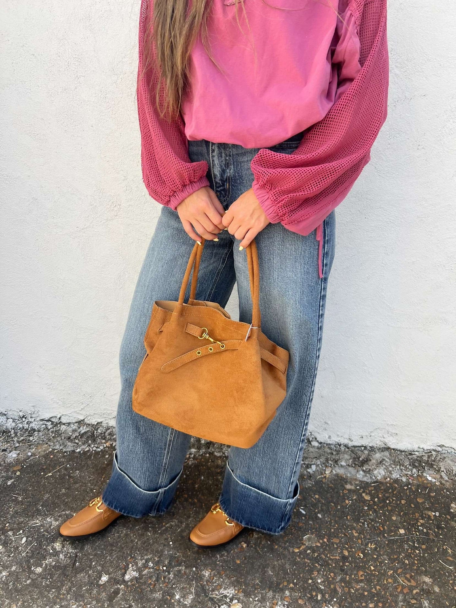 alora faux suede shoulder bag