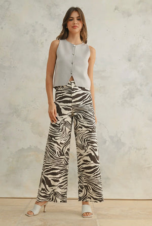 zebra wide leg jean