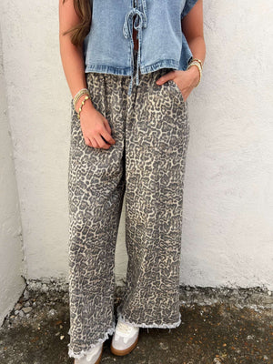 drexley leopard drawstring pant