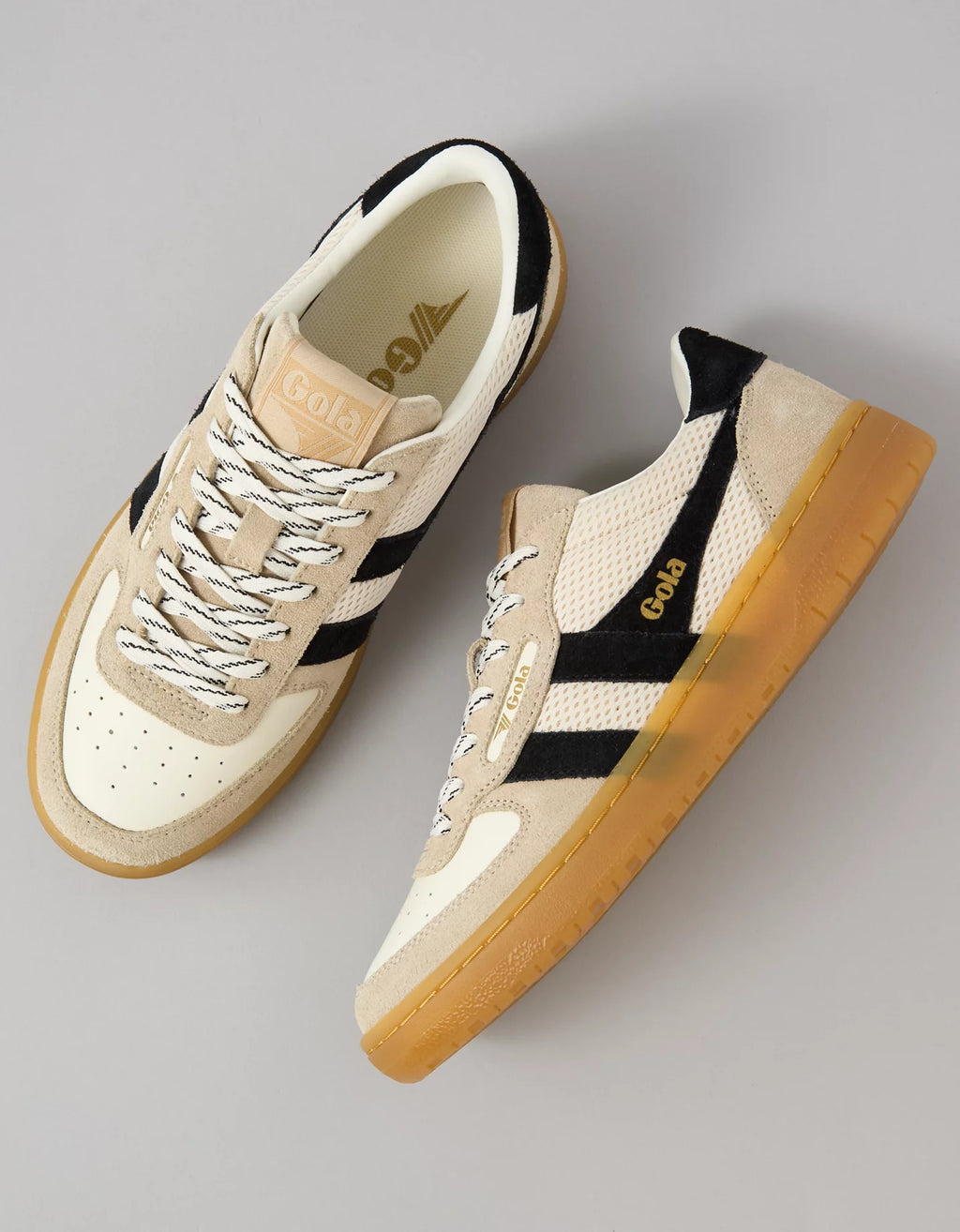 Gola hawk 83 trainer in off white/bone/black/gum